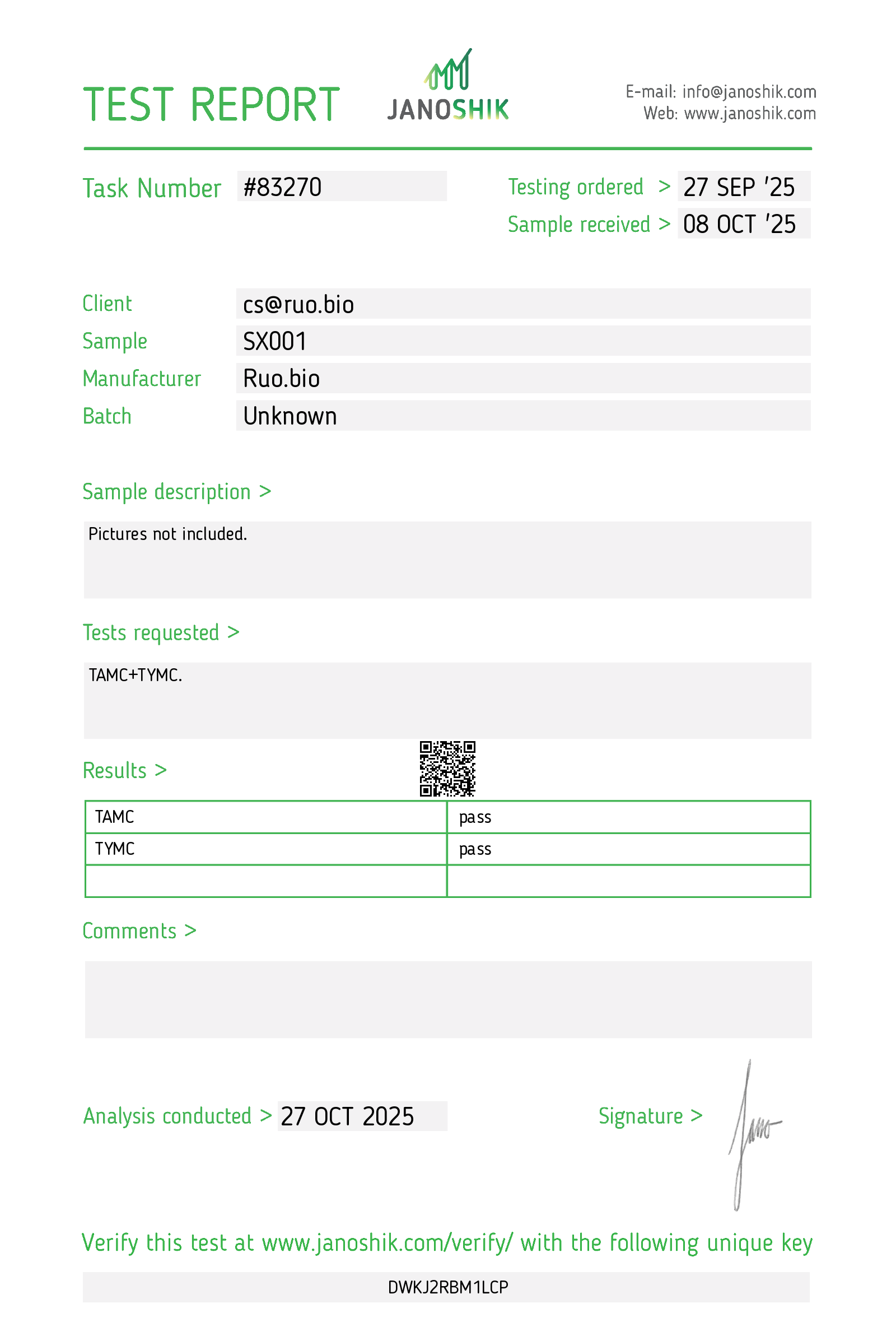 Certificate of Analysis for Semax from RUO